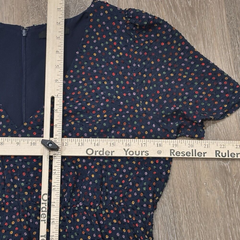 Madewell Dress Size 6 Blue Polka Dot Mini Ruffle Hem - Picture 7 of 12